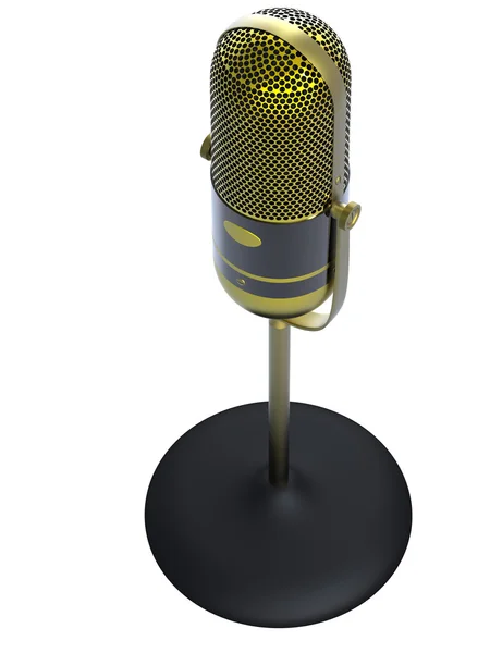 Goldenes Mikrofon — Stockfoto