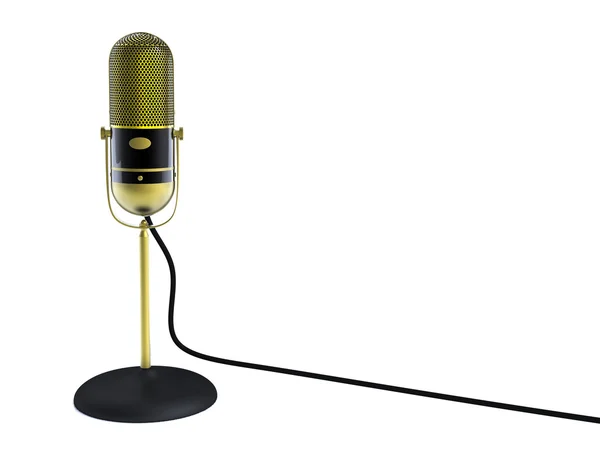 Microfone dourado vintage — Fotografia de Stock