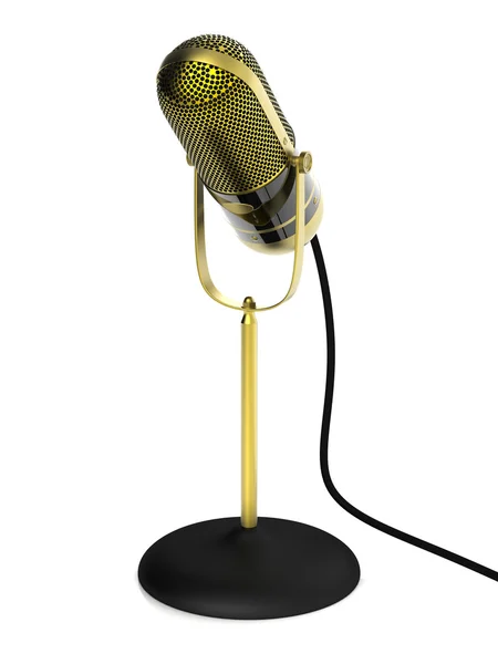 Microfone dourado vintage — Fotografia de Stock