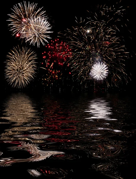 stock image Fireworks ower water