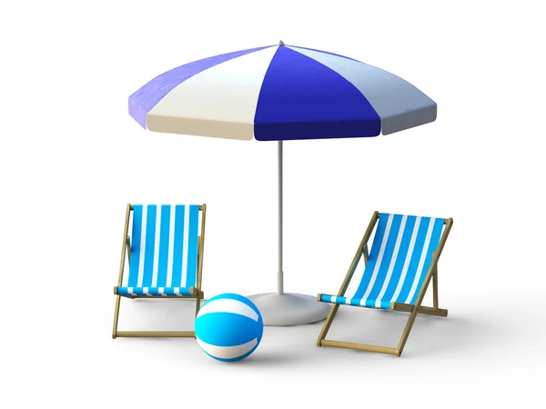 Cadeira de praia e guarda-chuva — Fotografia de Stock