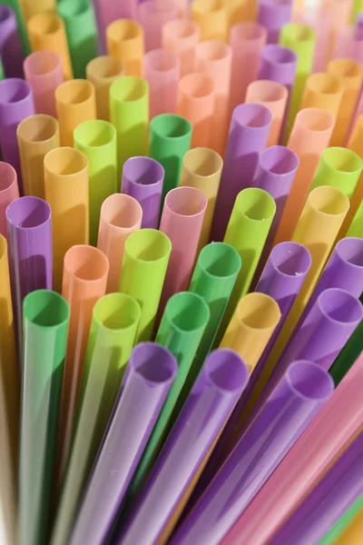 Plastic drinking straws macro — Stock Photo, Image