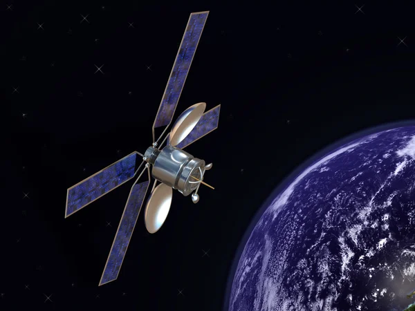 Satellit i omloppsbana runt jorden — Stockfoto