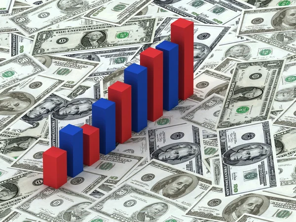 stock image Graph bars on Dollars