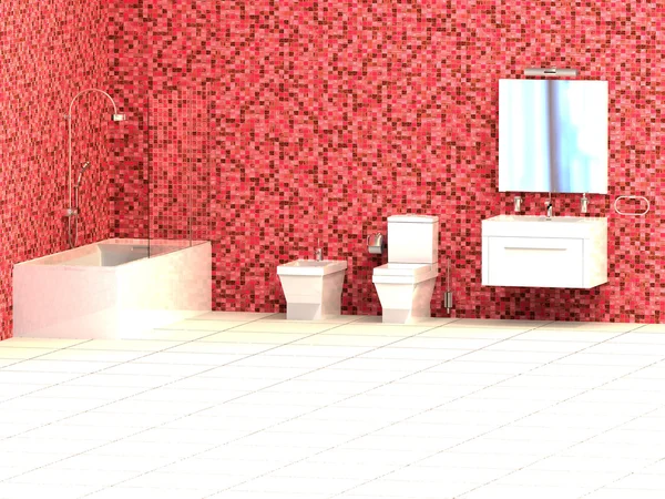 Czerwony łazienka — Zdjęcie stockowe