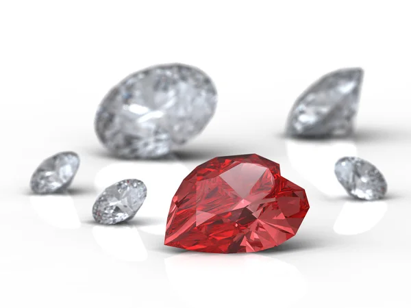 Κόκκινη καρδιά διαμάντι — Φωτογραφία Αρχείου