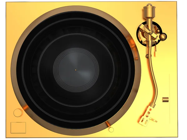 Gramofon złoty widok z góry — Zdjęcie stockowe