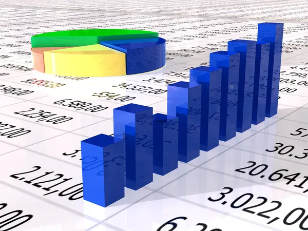 Spreadsheet with colorful graph — Stock Photo, Image