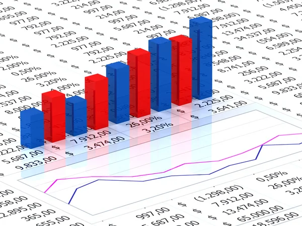Tabellenkalkulation mit blauem Diagramm — Stockfoto