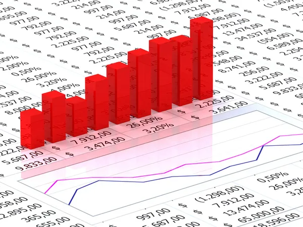 Planilha com gráfico vermelho — Fotografia de Stock