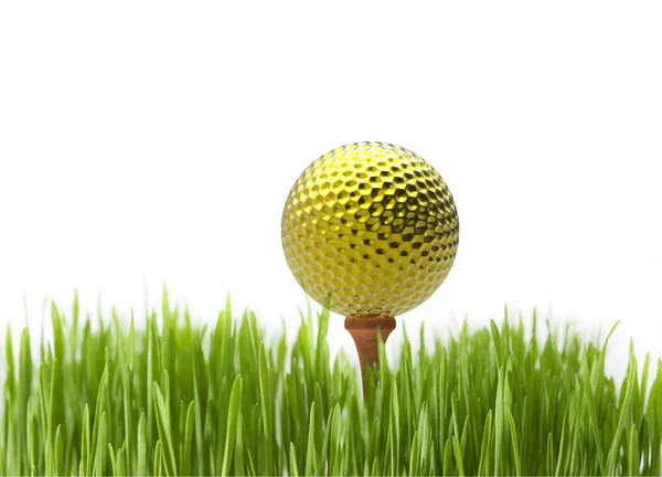 Golden golf ball — Stock Photo, Image