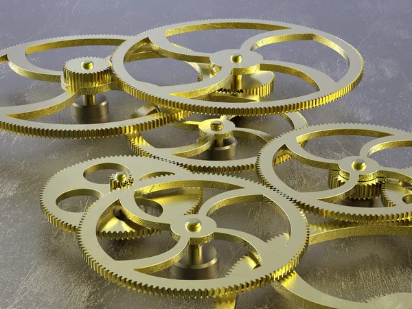 Golden gears background — Stock Photo, Image