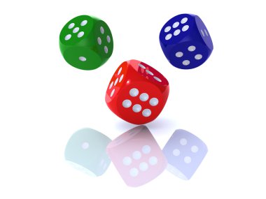 3D rendering of colorful dices clipart