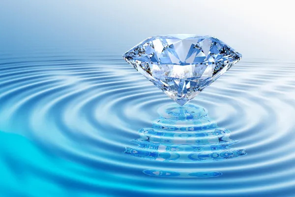 Blauwe diamant met reflectie — Stockfoto