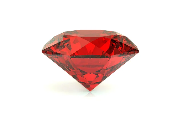 Diamante vermelho sobre fundo branco — Fotografia de Stock