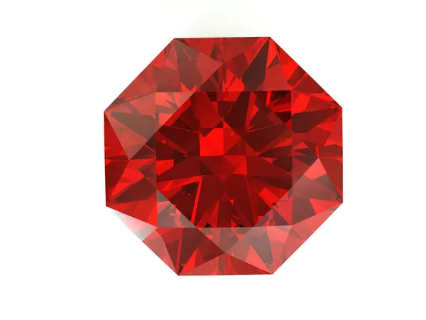Красный бриллиант на белом фоне — стоковое фото