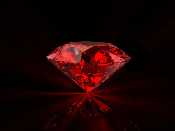 Diamante rojo sobre fondo negro — Foto de Stock