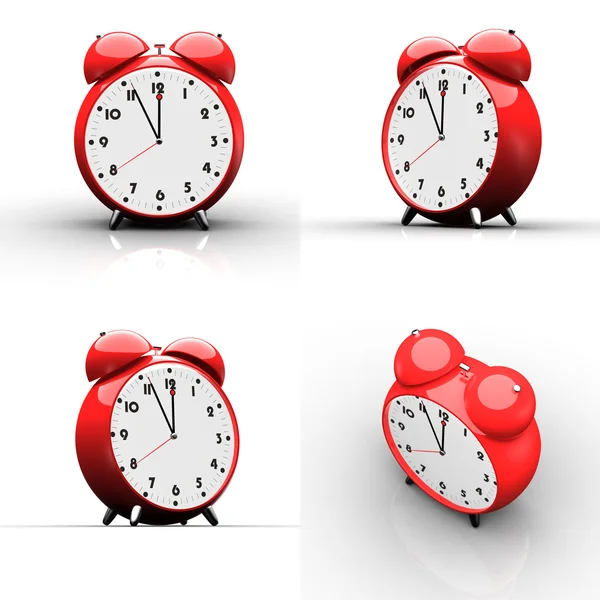 Reloj despertador rojo sobre fondo blanco —  Fotos de Stock