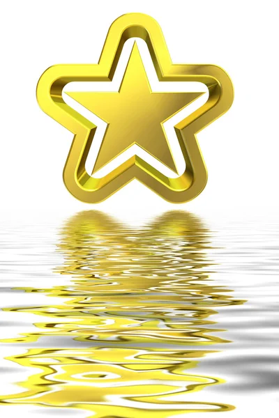 3D-gouden ster met reflectie — Stockfoto