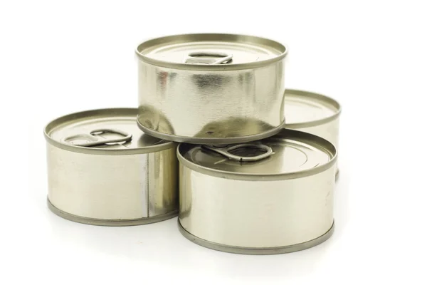 Quatro latas de metal — Fotografia de Stock