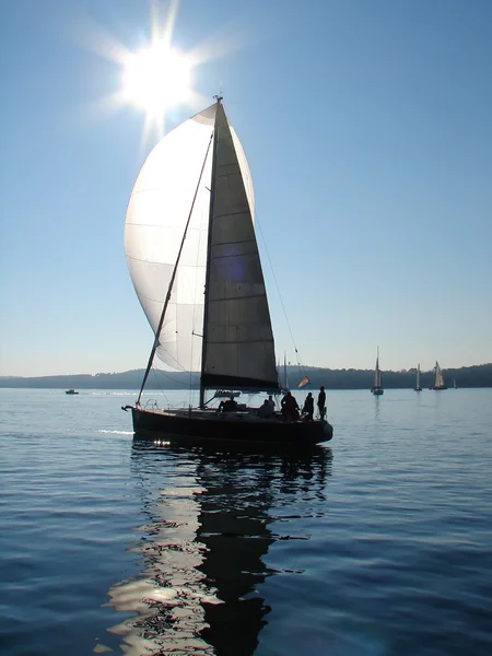 Sailing boat on calm sea — Stock Photo, Image