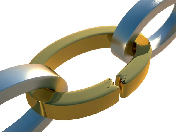 3D vykreslování kovu zlomený řetězec — Stock fotografie