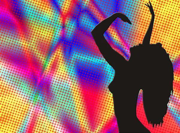 Danzatrice silhouette su sfondo colorato — Foto Stock