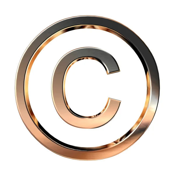 Złoty znak praw autorskich 3d — Zdjęcie stockowe