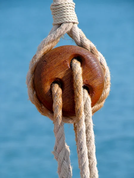 stock image Wooden pulley