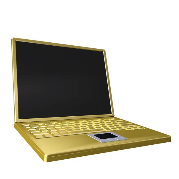 Altın laptop — Stok fotoğraf