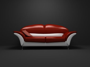 Red sofa on dark background clipart