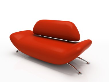 Red sofa on white background clipart