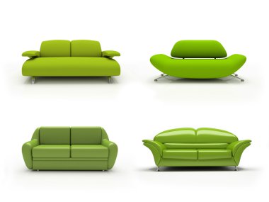 Green four modern sofas clipart