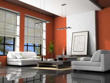 Home interior with sofas clipart