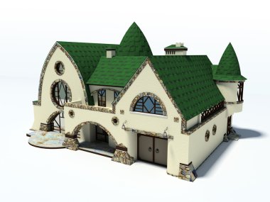 House with green roof clipart