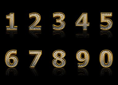 Modern numerals isolated on black clipart