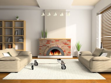 Home interior 3D rendering clipart