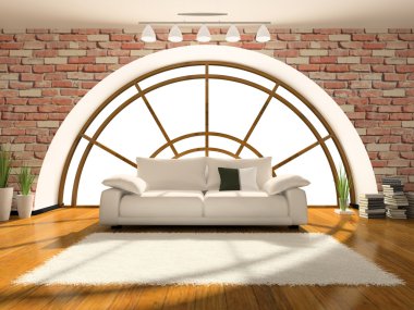 Home interior 3D rendering clipart