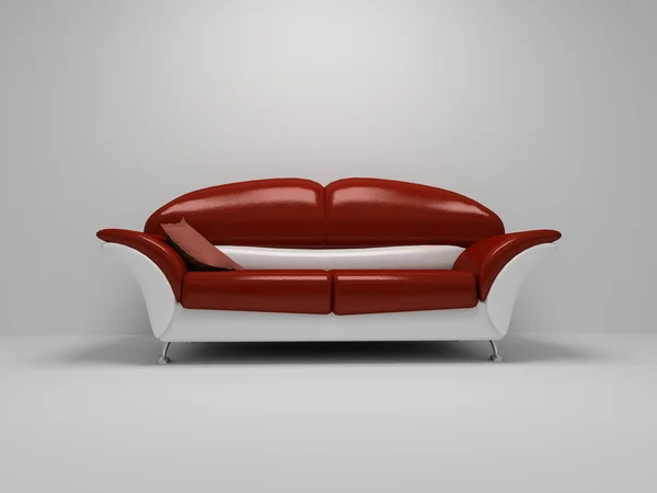 Piros kanapé fehér háttér — Stock Fotó