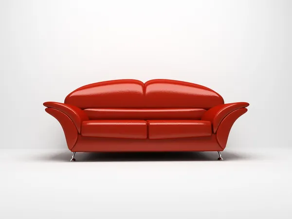 Sofá vermelho isolado no fundo branco — Fotografia de Stock