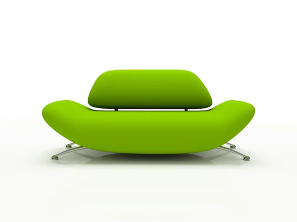 Zöld kanapé, fehér háttér — Stock Fotó