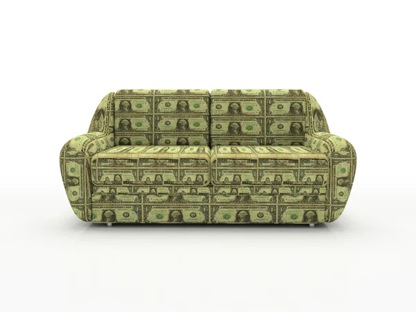 Sofa with dollars — Stock Photo, Image