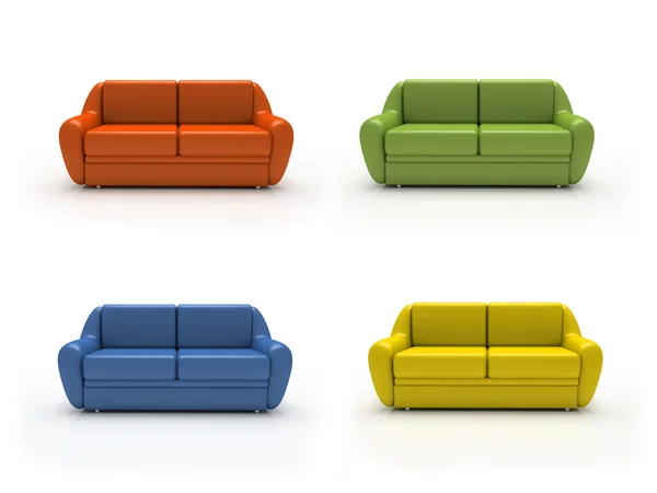 Négy színes kanapékon — Stock Fotó