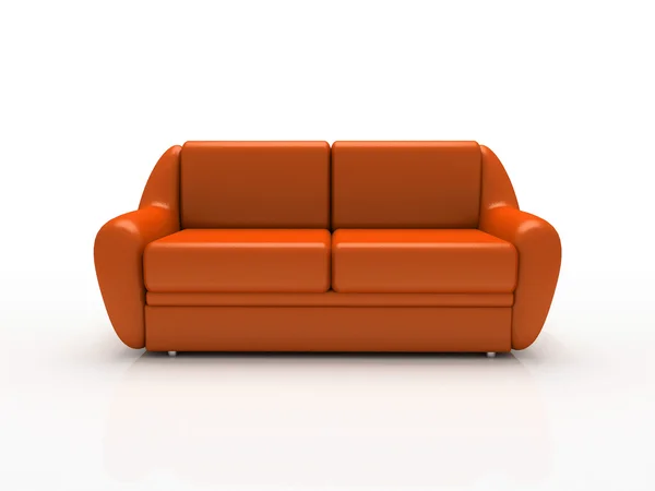 Czerwona sofa na białym tle — Zdjęcie stockowe