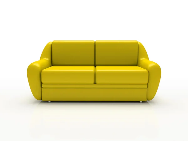 Gele sofa op witte achtergrond — Stockfoto