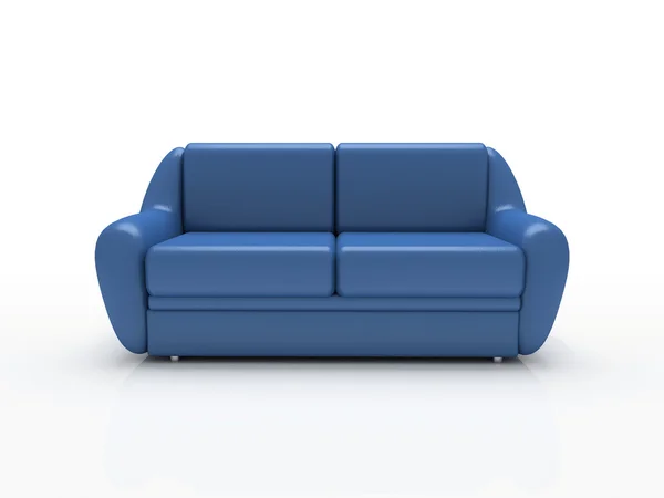 Sofá azul no fundo branco — Fotografia de Stock