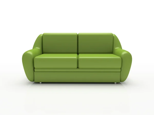 Зелений диван на білому фоні — стокове фото