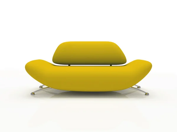 Жовтий диван на білому тлі — стокове фото