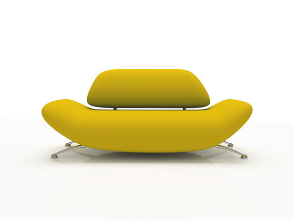 Yellow sofa on white background