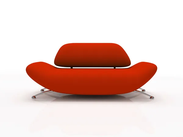 Червоний диван на білому фоні — стокове фото